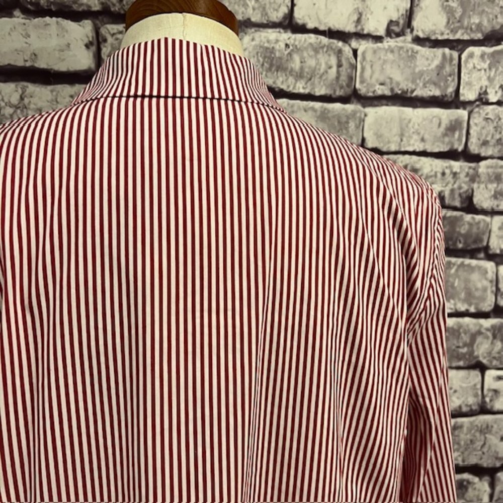 Isaac Mizrahi Live Red & White Striped Blouse W/ Ruffle Size 14 - Picture 6 of 10
